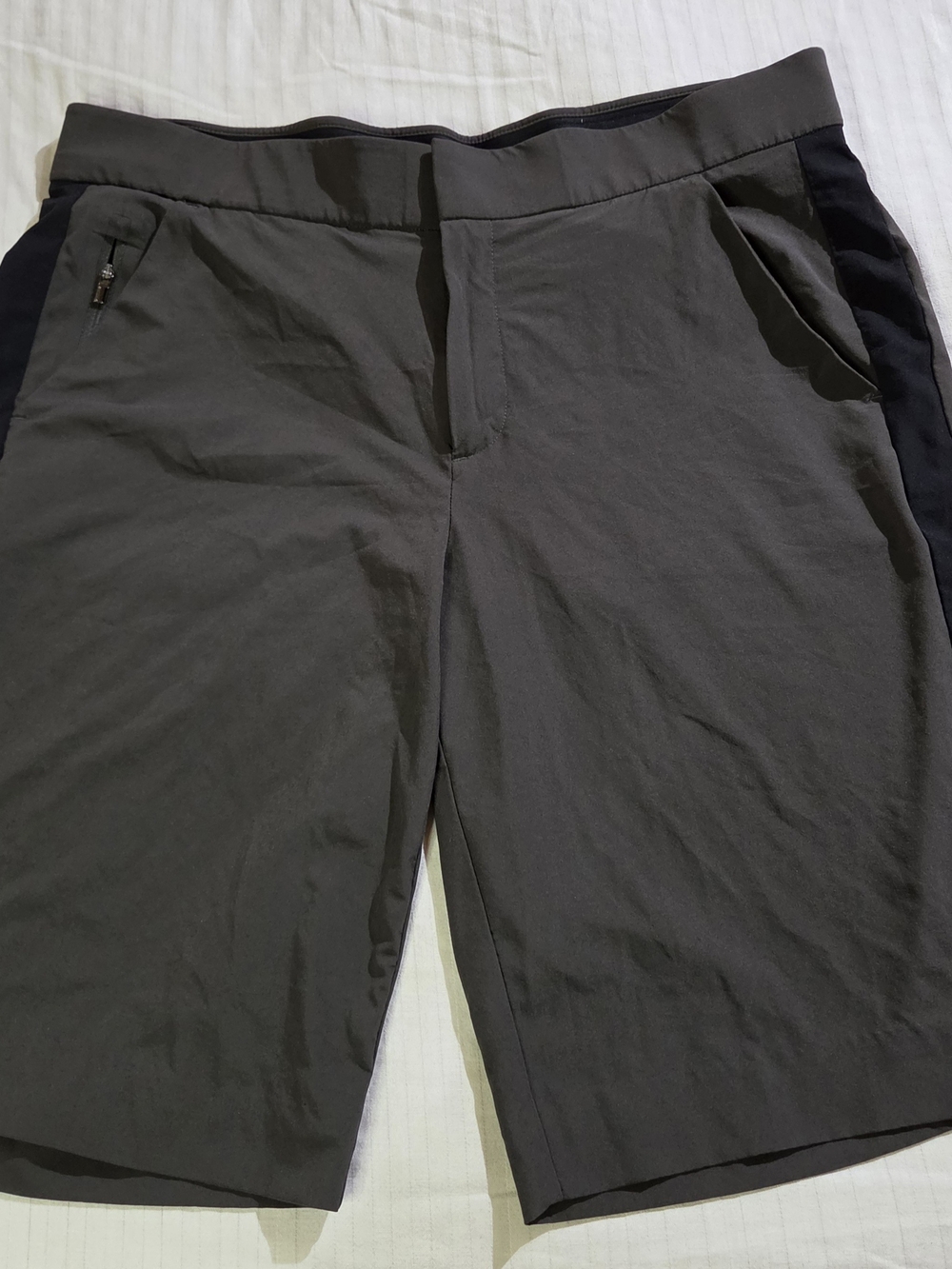 Athleta Women's 10 Tall Polyester Training Shorts Gray Pull On Active - 11" Ins.